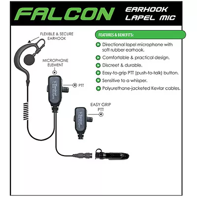 Tactical Ear Gadgets FALCON Earpiece For Motorola PRO EX GL GP PTX (See List) • $81.20