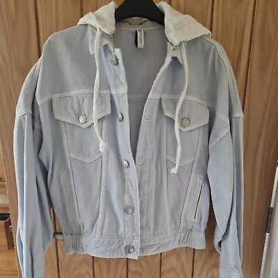 Zara Denim Jacket XS.. Removable White Hood • £1