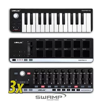 3x MIDI Controller Combo Pack - MIDI Keyboard MIDI Drum Pad DAW Controller • $109.15