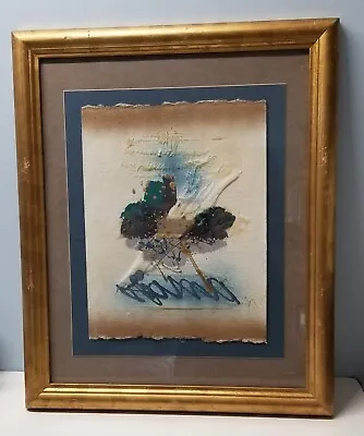 Framed Matted Signed Vintage Abstract Painting Vanguard Studio 628304 • $33.97