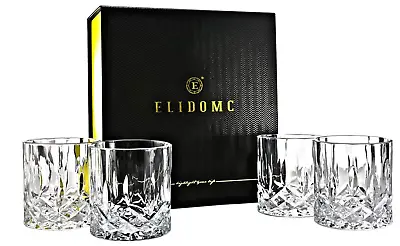 Whiskey Glasses Set Of 4 Crystal Cups Rocks Cocktail Drinking Tumblers Fashioned • $27.19