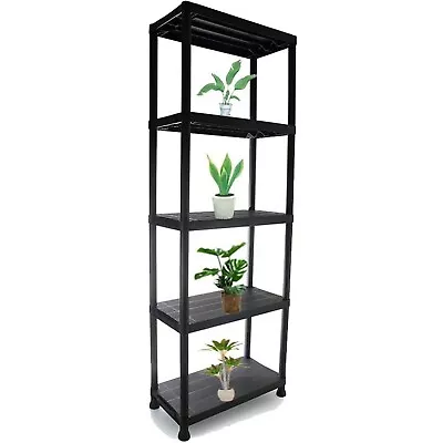 5 Tier Plastic Shelving Home Storage Unit Shelves Racking Garage Organizer • £22.95