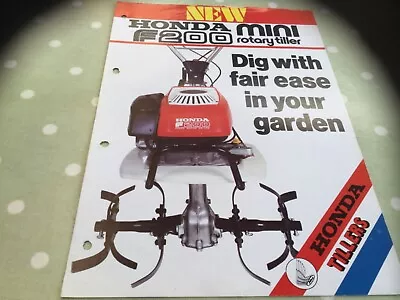 Honda Mini Rotary Garden Tiller F200 Genuine Brochure Folder • £8