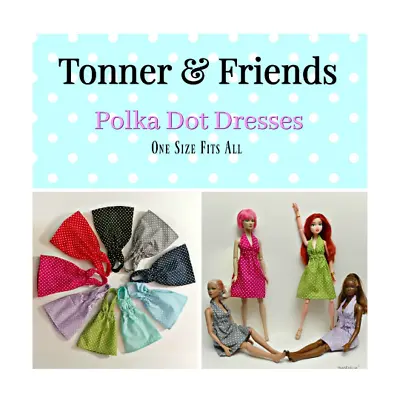 16  Tonner Doll POLKA DOT SHORT DRESSES Ellowyne Wilde ONE SIZE FITS ALL • $10