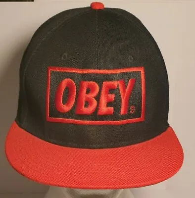 Obey Wool Blend Snapback Cap Hat Black And Red Adjustable Embroided Logo Front  • $21.10
