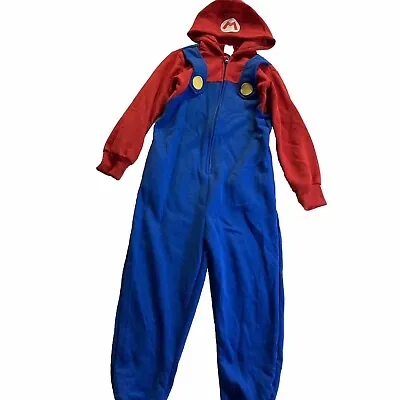 Super Mario Pajamas One Piece Hooded Union Suit Boys Medium 8-10 Nintendo • $35.87