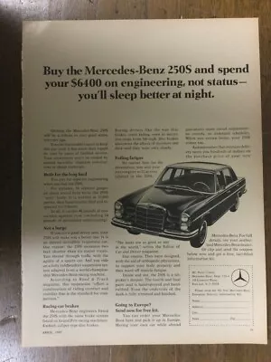 M112 Mercedes-Benz B&W Advertisement 1967 Mercedes-Benz 250S Sedan 4/67 • $9.99