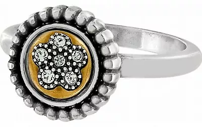 $21 • Buy NWT Brighton SORRENTO Ring TwoTone Gold Silver Round Crystal Flower Sz 9 MSRP$44