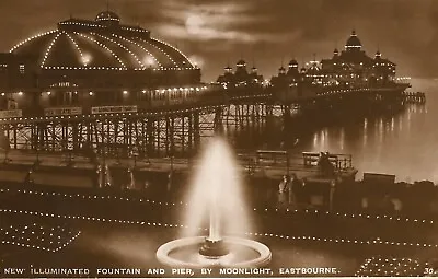 EASTBOURNE New Illuminated Fountain And Pier By Moonlight - Postcard Ref X34 • £1.59