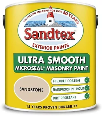 Sandtex Ultra Smooth Masonry Paint Sandstone 2.5L Microseal • £19.99