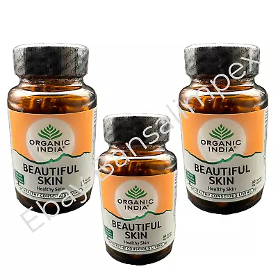 Pack Of 3 ORGANIC INDIA Beautiful Skin Capsules Antioxidant Boost 60 Capsule • £16.80