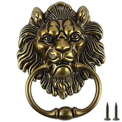 Lion Head Door Knocker 6  Decor Front Door Knocker Lion Door Ring Antique Bronze • $18.83