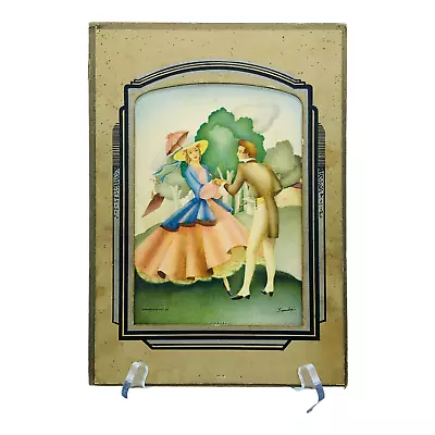 Vintage Lithograph Morris & Bendien Lady And Gentleman Cardboard Frame READ • $15