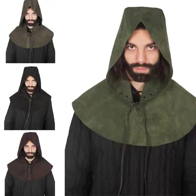 Men Celt Hooded Cape Short Cowl Pagans Knight Cowl Cloak Medieval • £16.49