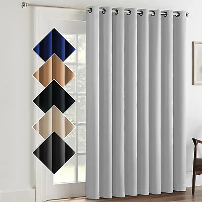 £16.99 • Buy Thermal Blackout Eyelet Door Curtains Ring Top Ready Made Energy Saving Curtain