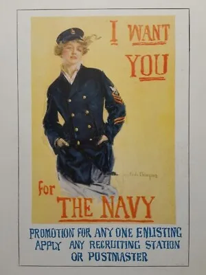 1919 WWI Recruitment Poster  I Want You For The Navy  By Howard Chandler Christy • $30