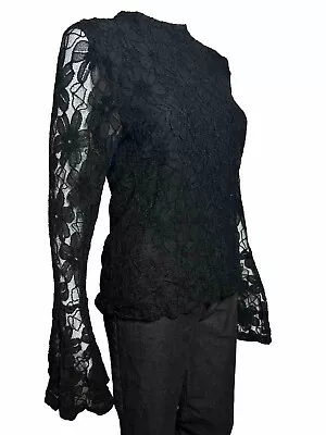 Altar'd State Lace Long Flare Sleeve Dress S Small Black Witchy Goth Vampire • $20.65