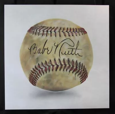 Babe Ruth Autographed Baseball 36x36 Painted Acrylic On Canvas WOW  176779 • $2340