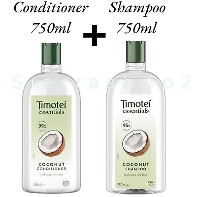 Timotei SET  Essentials Coconut Shampoo 750ml & Conditioner 750ml For Dry Hair • £19.99