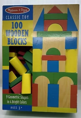 Melissa & Doug Wooden Building Blocks Set - 100 Blocks In 4 Colors And 9 Shapes • $19.50