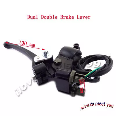 Brake Lever Dual Double Cable Wire Control ATV Quad Motor MX Dirt Pit Moped Bike • $15.95