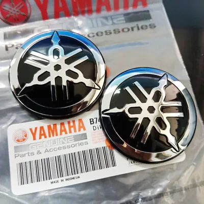 YAMAHA BLACK SILVER STICKER LOGO TUNING FORK DECAL EMBLEM 50 Mm 3D • $20.99