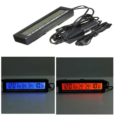 £13.58 • Buy 12V Car LCD Digital Clock In /Outdoor Temperature Thermometer Voltage Meter