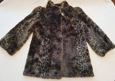 $64.99 • Buy Vintage Style Vi Ltd. Dark Cheetah Leopard Print Faux Fur Coat Womens 