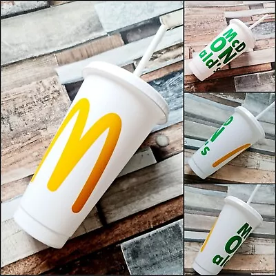 McDonalds Style Cold Cup Reusable Tumbler 710ml With Straw And Lid Venti 24oz • £11.99