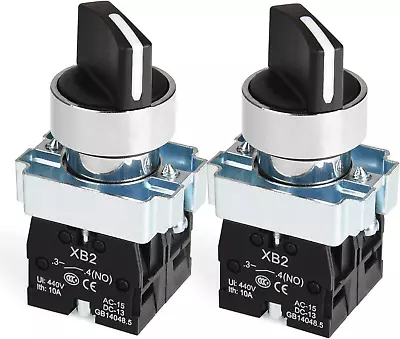 2Pcs 660V 22mm Panel Mount 3 Position Selector Switch Maintained 2NO XB2 20X/31 • $26.58