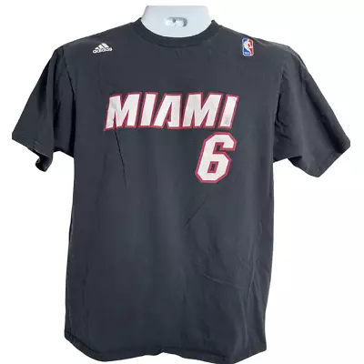 Miami Heat T-Shirt Number 6 Lebron James The Go-To Tee Adidas NBA Color Black • $14.99