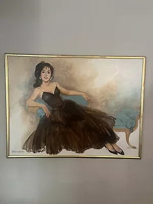 VINTAGE PORTRAIT 70’S 80’S Madam Evening  Dress 31x41 SIGNED ORIGINAL WINIFRED • $199