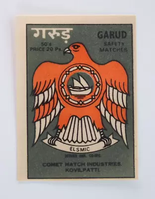 Orange Eagle Garud Safety Matchbox Label • $6