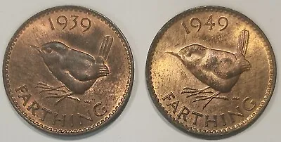 **Great Britain** 1939 & 1949 BU Farthings 1/4 Penny **George VI** • $19.99