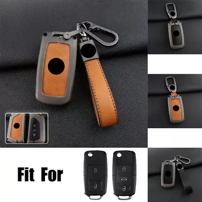 Alloy Leather Car Key Case Cover For VW Beetle Golf Jetta Polo MK5 Tiguan GTI • $28.50