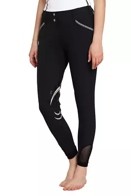 EQUINE COUTURE LADIES MALTA KNEE PATCH BREECHES Black 36 • $111.10