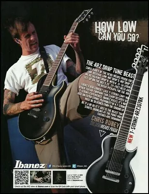 The Devil Wears Prada Chris Rubey 2012 Ibanez 7-String ARZ 307 Guitar Ad Print • $4