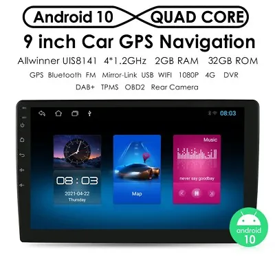 Double 2 Din 9  Car Android Stereo Radio Touch Pad GPS Navigation 32GB Quad Core • $86.50