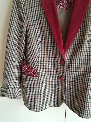  VINTAGE LadiesSteilmann Tweed  Jacket Velvet Collar SIZE 12 VERY COUNTRY • £4.99