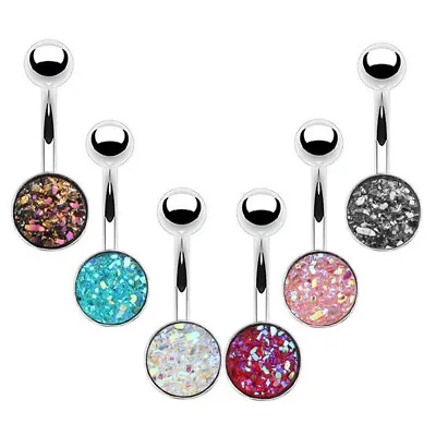 Surgical Steel Navel Nail Rings Crystal Belly Button Ring Bar Piercing Jewelry ❉ • $1.04