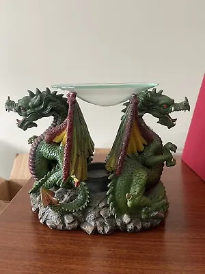 $5 • Buy Full Color Double Dragon Candle Holder With Glass Plate
