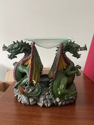 $5 • Buy Full Color Double Dragon Candle Holder With Glass Plate