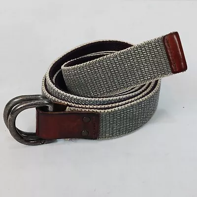 American Eagle D Ring Belt 38-44 Fabric & Leather Reversable Dark & Light Colors • $19.80