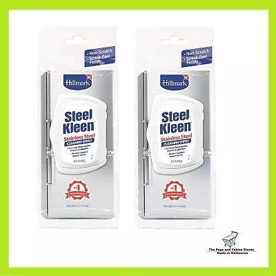 2 X Hillmark SteelKleen Stainless Steel Wipes 20 Pack (total 40 Wipes) • $27.70