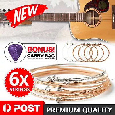 Acoustic Music Guitar Strings Steel Premium Light Universal 6 Pcs Sent Free Pick • $5.85