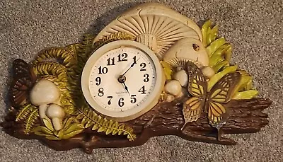 Vintage Burwood New Haven Mushroom Wall Clock Butterflies  LadyBug REFURB TLC • $33