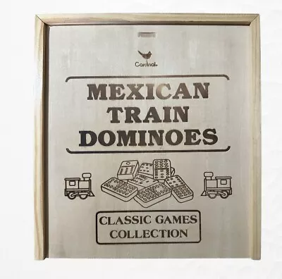 New Cardinal Classic Game: Mexican Train Dominoes With Train Markers Wooden Case • $27.99