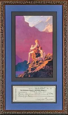 RARE ORIGINAL 1935 CHECK SIGNED By PAINTER   MAXFIELD PARRISH   - CUSTOM FRAMED • $1162.50