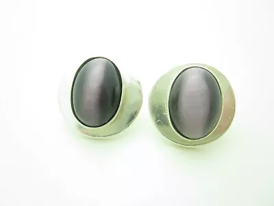 Mexico Sterling Silver Round Oval Purple Quartz Stud Earrings • $26.24