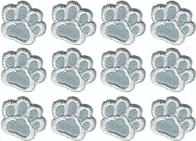 Grey Dog Paw Print Patch Embroidered Iron On Sew On Lot Of 12 • $3.99